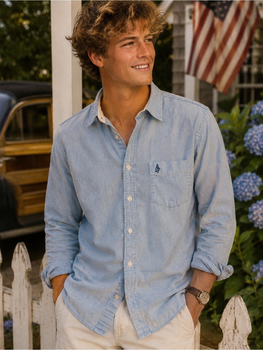 Vintage‎ Abercrombie & Fitch Light Blue Men's Button-Down Shirt